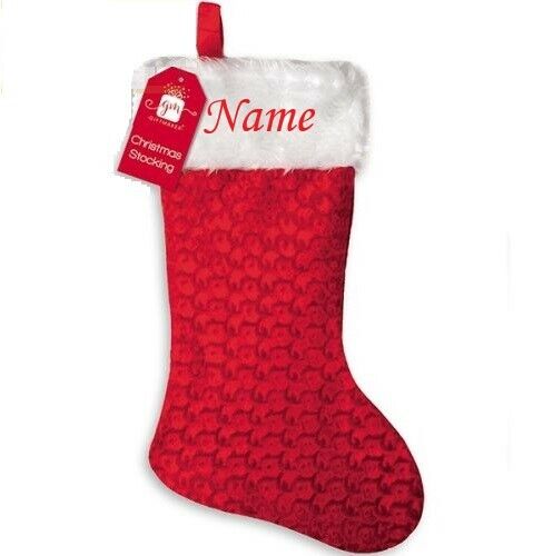 Personalised Christmas Stocking Xmas Embroidered Stocking Sack Santa Reindeer UK