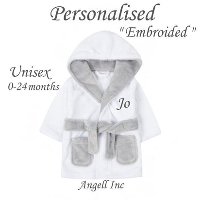 Newborn Personalised Baby Robe Bath Embroidered Dressing Gown Boy Girl Gift Soft