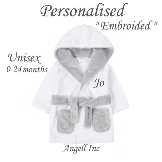 Newborn Personalised Baby Robe Bath Embroidered Dressing Gown Boy Girl Gift Soft