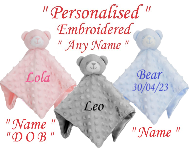 Personalised Baby Comforter Blanket Security Blanket Teddy Bear Baby gift Babies