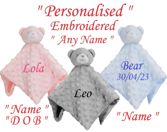 Personalised Baby Comforter Blanket Security Blanket Teddy Bear Baby gift Babies