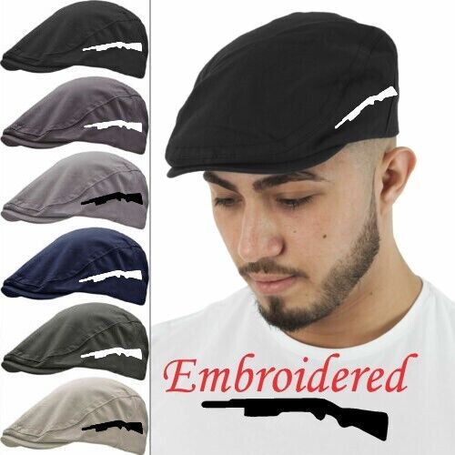 Mens SHOTGUN Flat Cap Hunting Shooting Club Gun Fathers Day Gift Farmers Hat