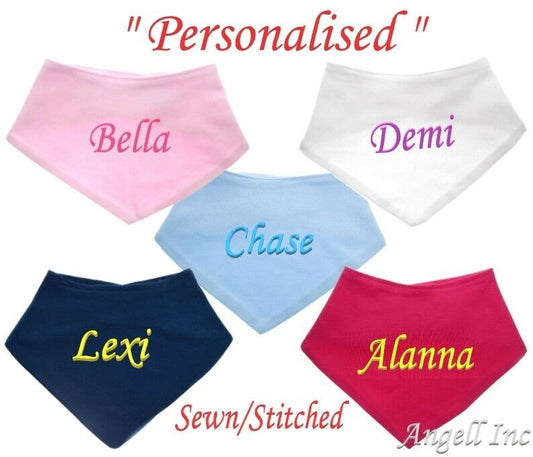 PERSONALISED BABY BIB TODDLER ANY NAME BOY GIRL GIFT BABY SHOW BANDANA 