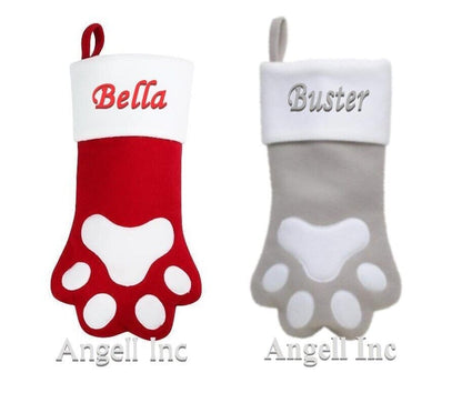 Personalised ANIMAL Paw Print Pet Christmas stocking Embroidered DOG CAT XMAS UK