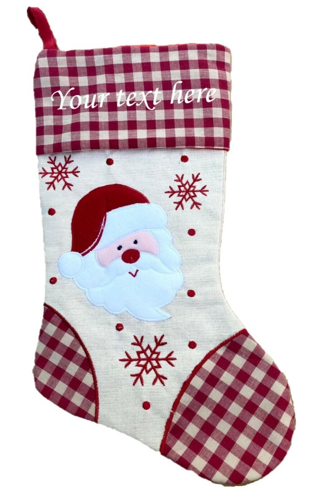 Personalised Christmas Stocking Xmas Embroidered Stocking Sack Santa Reindeer UK
