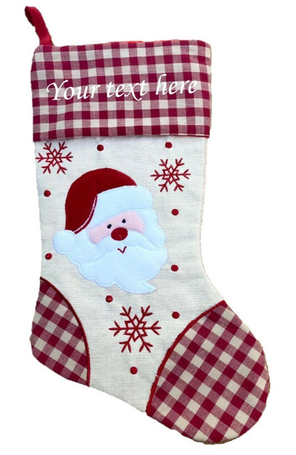 Personalised Christmas Stocking Xmas Embroidered Stocking Sack Santa Reindeer UK