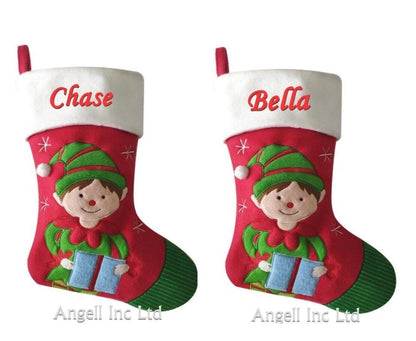 Personalised Christmas Stocking Xmas Embroidered Stocking Sack Santa Reindeer UK
