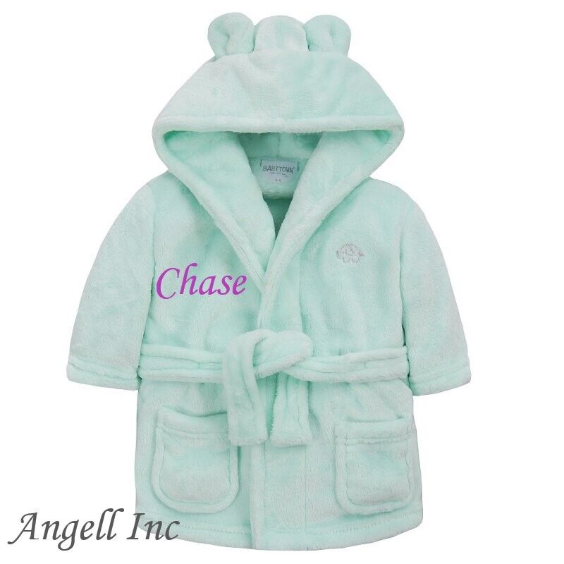 Personalised Baby Robe Bath Embroidered Dressing Gown Boy Girl Gift Crown Soft