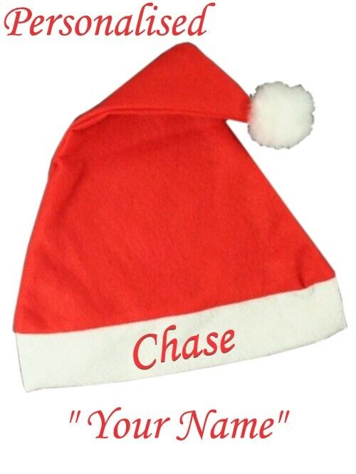 PERSONALISED CHRISTMAS HAT FELT SANTA HAT Xmas Stocking PARTY FANCY DRESS