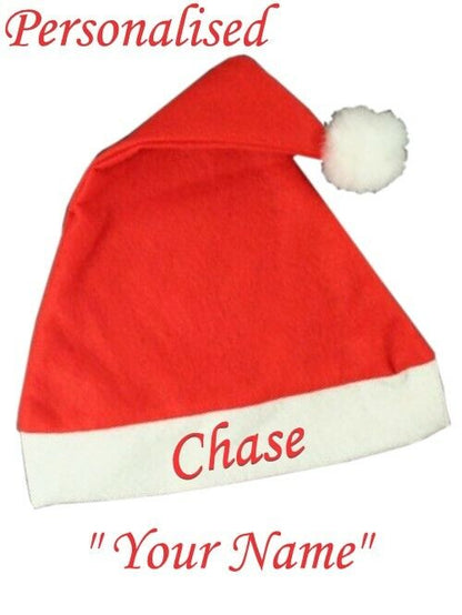 PERSONALISED CHRISTMAS HAT FELT SANTA HAT Xmas Stocking PARTY FANCY DRESS