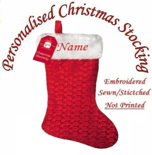 Personalised Red Christmas Stocking Childrens Xmas Santa Sack Christma eve Gift