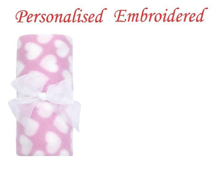 Baby Girl Boy Personalised Blanket Embroidered Towel Name Grey Pink Blue Grey