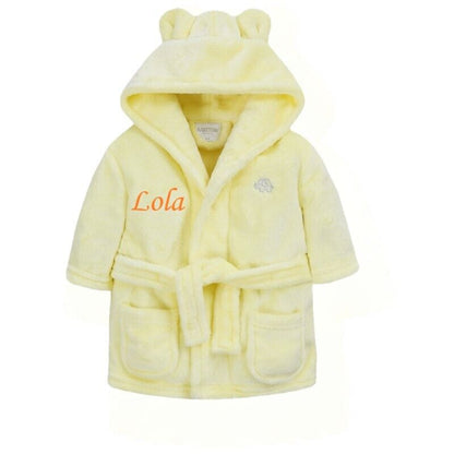 Personalised Baby Robe Bath Embroidered Dressing Gown Boy Girl Gift Crown Soft