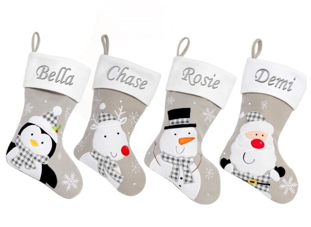 PERSONALISED CHRISTMAS STOCKING Deluxe Luxury Stockings XMAS GIFT Embroidered UK