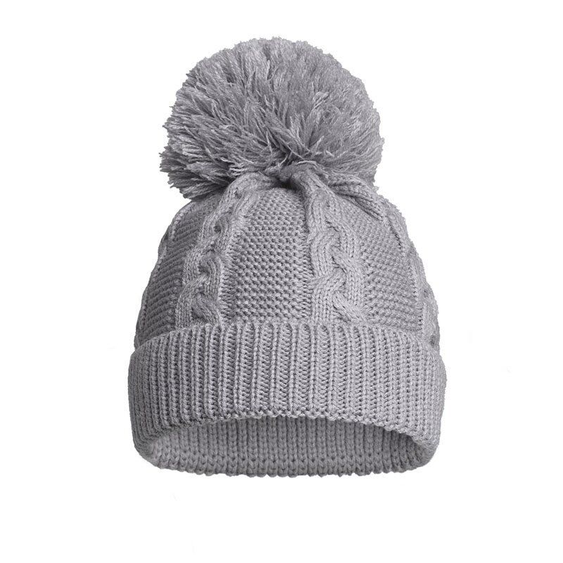 BABY SINGLE POM POM HAT KNITTED WINTER WHITE PINK BLUE GREY NEWBORN 0-12 Months