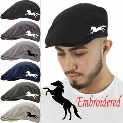 MENS WOMEN HORSE RACING Flat Cap Equestrian Pony Riding Hat Fathers Day Dad Gift