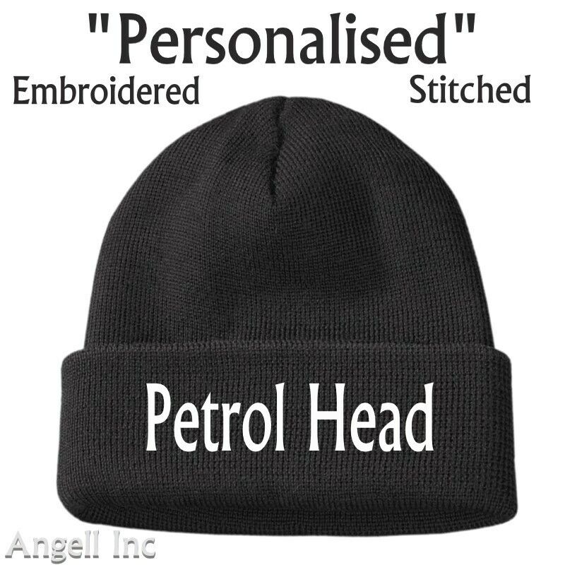 PETROL HEAD Beanie Hat Car Biker GIFT Mechanic WOMENS MENS Personalised WORK GYM