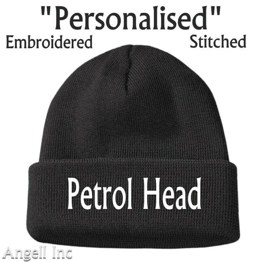 PETROL HEAD Beanie Hat Car Biker GIFT Mechanic WOMENS MENS Personalised WORK GYM