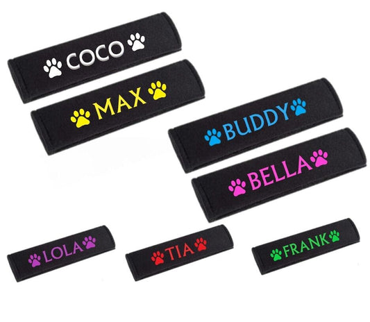 Personalised Name Pet Dog Cat Car Seat Belt Pad Lead Cover Cushion Embroidered