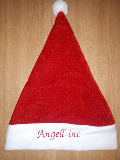PERSONALISED CHRISTMAS HAT Velvet ADULTS SANTA Xmas Stocking PARTY FANCY DRESS