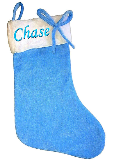 Personalised Christmas Stocking Baby Boy Girl Pink Blue Embroidered Sack Santa