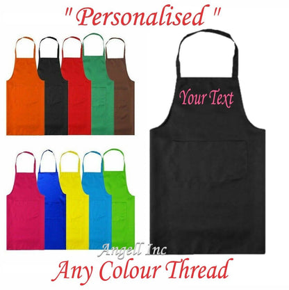Personalised Custom Embroidered Apron with POCKET BBQ Chef Cooking Baking GIFT