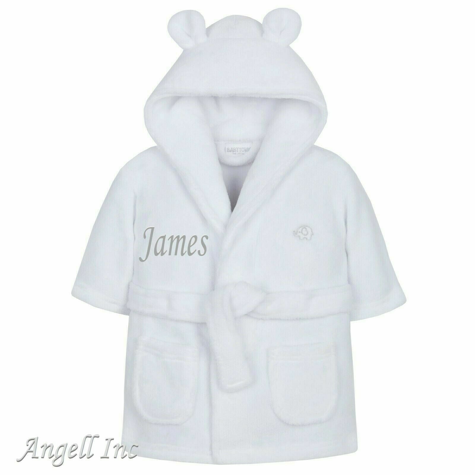Personalised Baby Robe Bath Embroidered Dressing Gown Boy Girl Gift Crown Soft