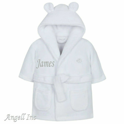 Personalised Baby Robe Bath Embroidered Dressing Gown Boy Girl Gift Crown Soft