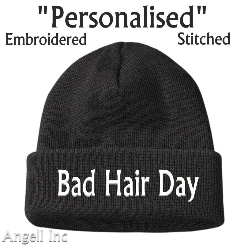 Mens Womens BAD HAIR DAY Beanie Hat Cap Gift Funny Rude Joke Birthday Present 