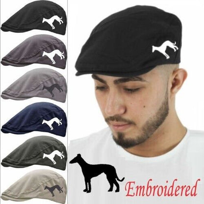 Mens GREYHOUND RACING Flat Cap LURCHER HUNTING HAT Fathers Day Dog Gift Gatsby