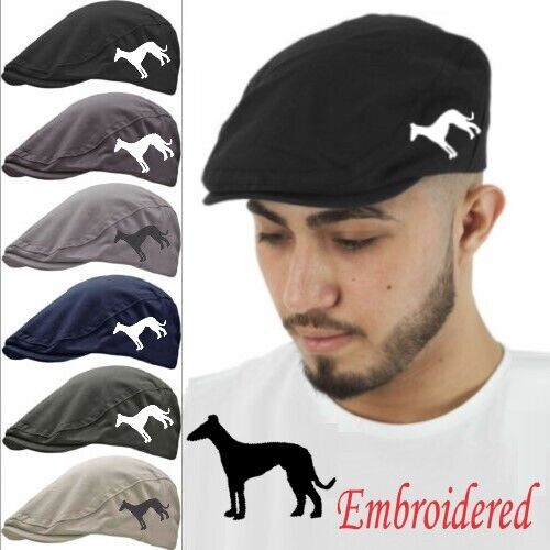 Mens GREYHOUND RACING Flat Cap LURCHER HUNTING HAT Fathers Day Dog Gift Gatsby