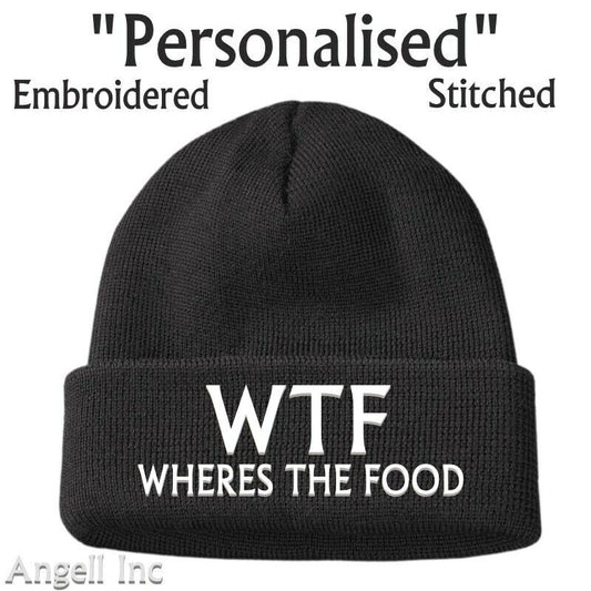 Mens Gift WTF WHERES THE FOOD Beanie Hat funny Rude Builder Joke Dad Boyfriend  