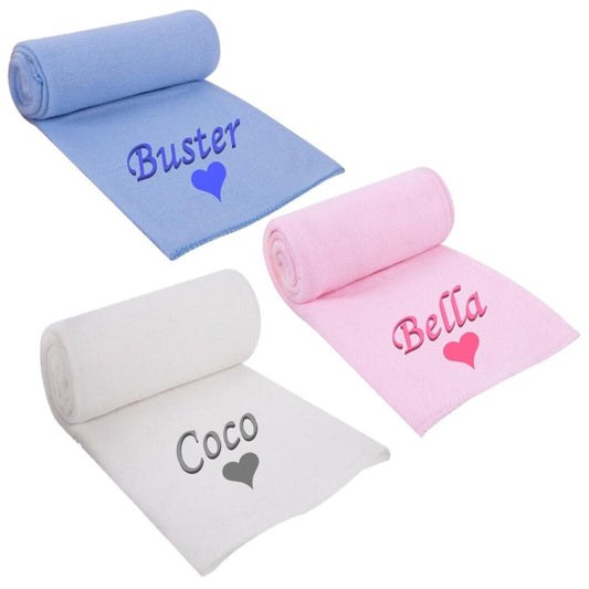 Personalised Baby Blanket Heart Girl Boy Embroidered Name Towel New-born Gift