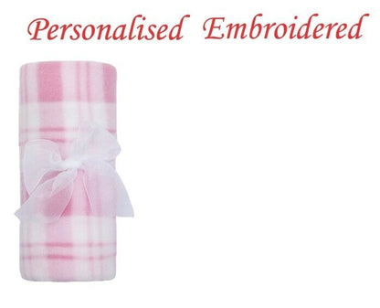 Baby Girl Boy Personalised Blanket Embroidered Towel Name Grey Pink Blue Grey