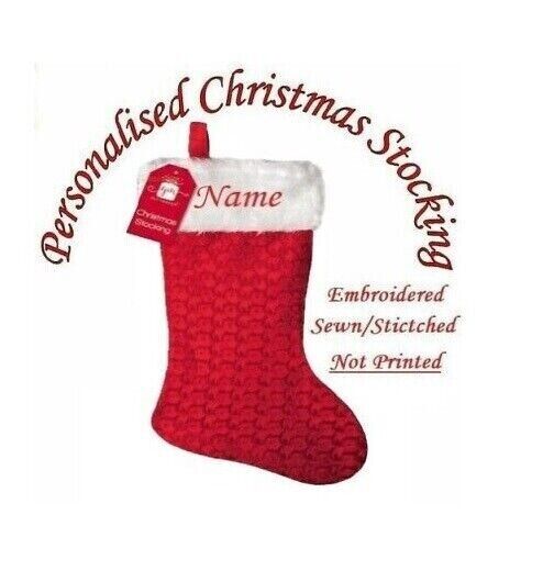 Personalised Red Christmas Stocking with Your name kids children xmas Santa sack