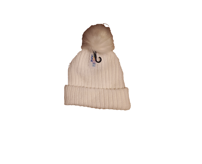 PERSONALISED BABY FUR pom pom HAT KNITTED WINTER WHITE PINK BLUE GREY 6-18months