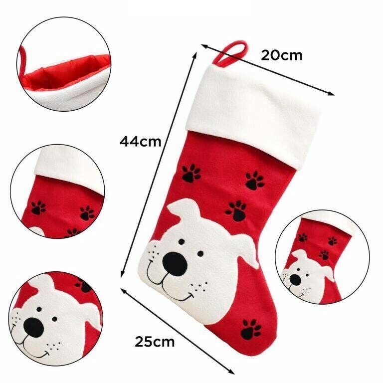 Personalised ANIMAL Paw Print Pet Christmas stocking Embroidered DOG CAT XMAS UK