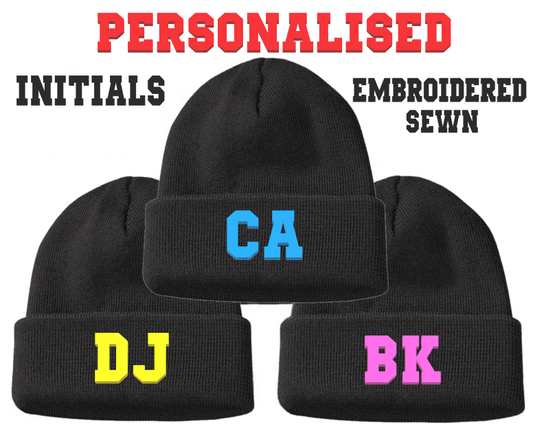 Personalised Beanie Hat Children's 10yr - 16yr Small Adult Teen Woolly Boys Girl