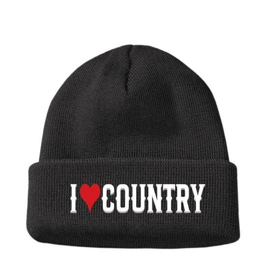 Gifts for Her Him I LOVE COUNTRY Beanie Hat Men Women's Dad Mum Birthday Present