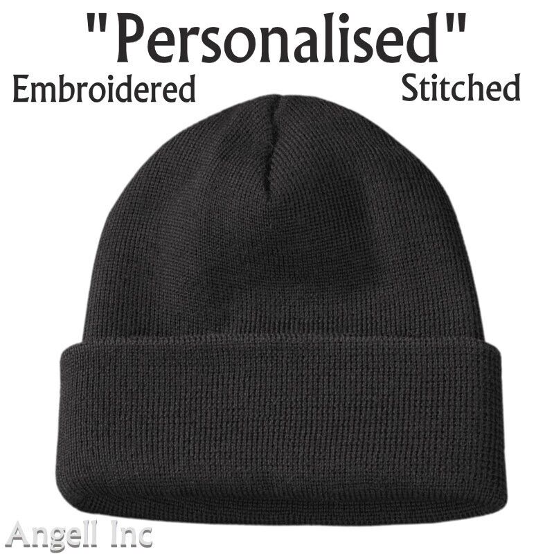 Custom Embroidered Personalised Wooly Beanie Hat Headwear Workwear Promotion
