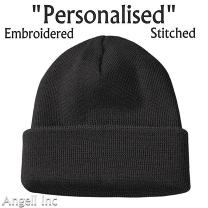 Custom Embroidered Personalised Wooly Beanie Hat Headwear Workwear Promotion