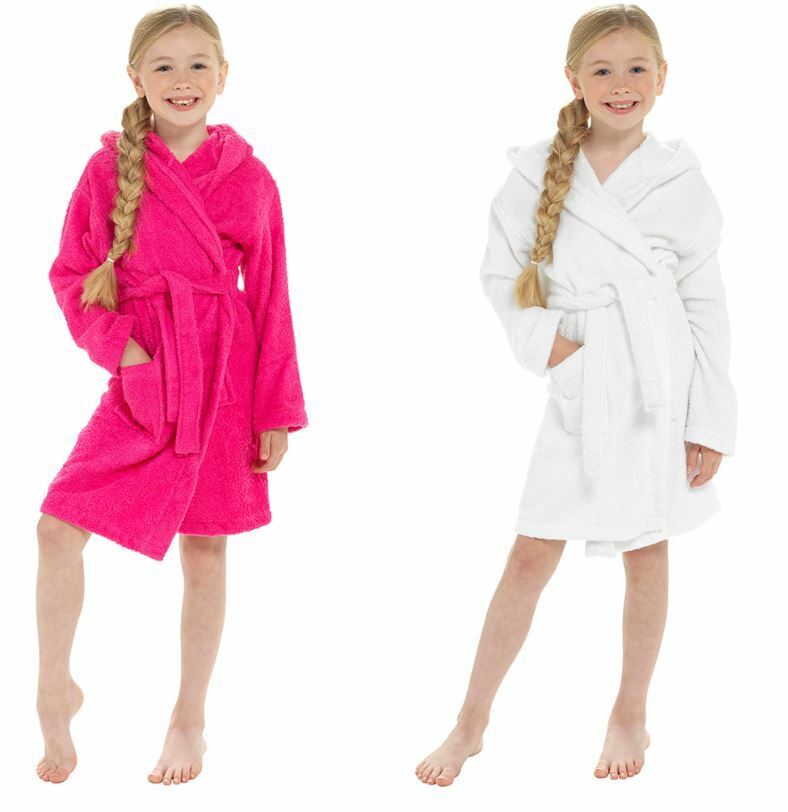 PERSONALISED Kids Girls Children SOFT TOWEL HOODED Dressing Gown Robe GIFT