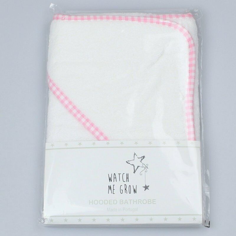 PERSONALISED BABY HOODED TOWEL ROBE GIFT SWIMMING  BOY GIRL PINK BLUE WHITE 