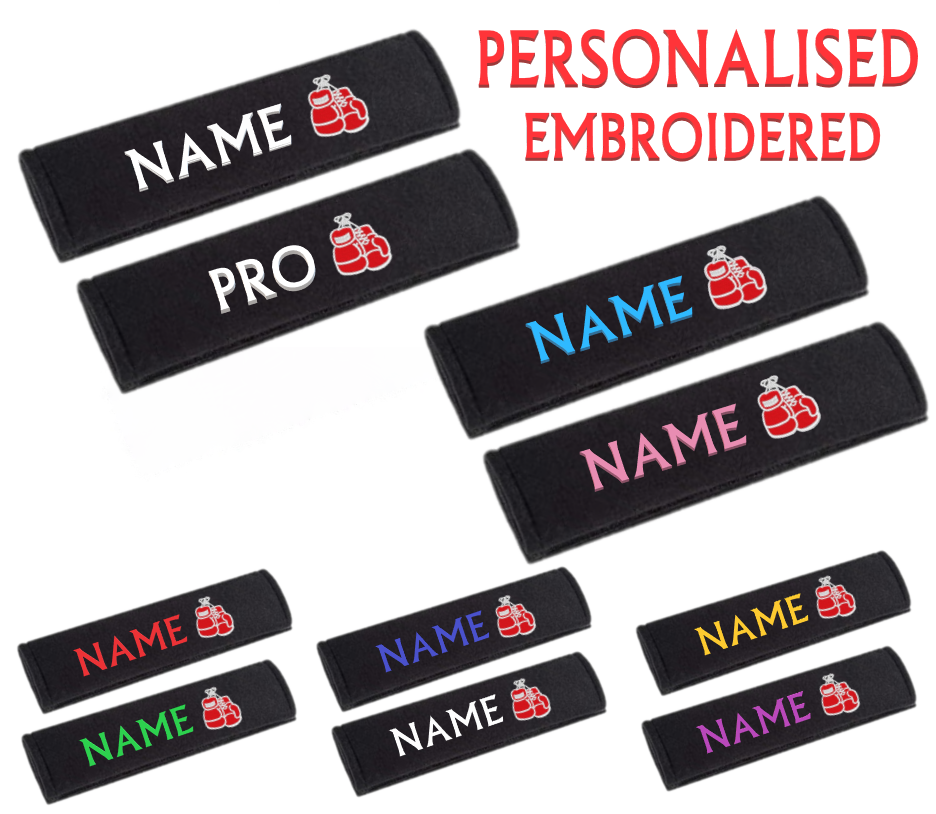 Personalised BOXING GLOVE Name Initials Car Seat Belt Pad Shoulder Cover Gift UK