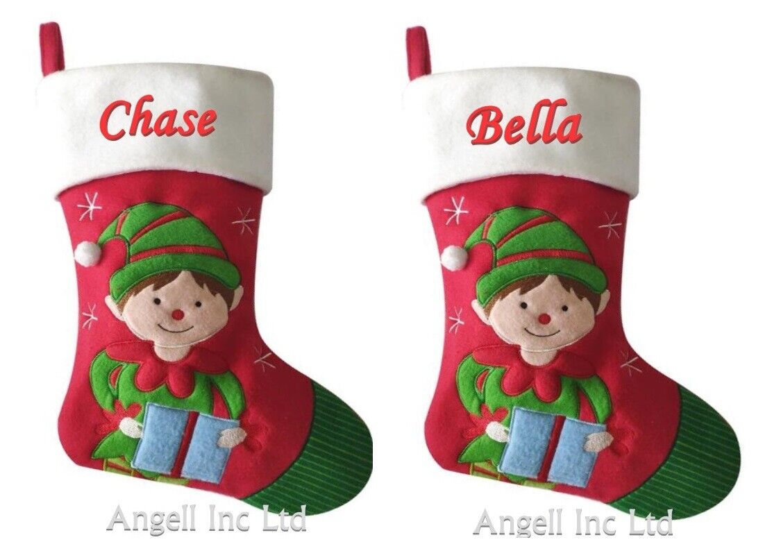 Personalised Red Christmas Stocking with Your name kids children xmas Santa sack