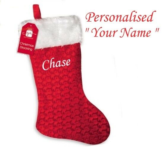 Red Christmas stocking Personalised Gift Bag Stocking Filler Santa Present Sack