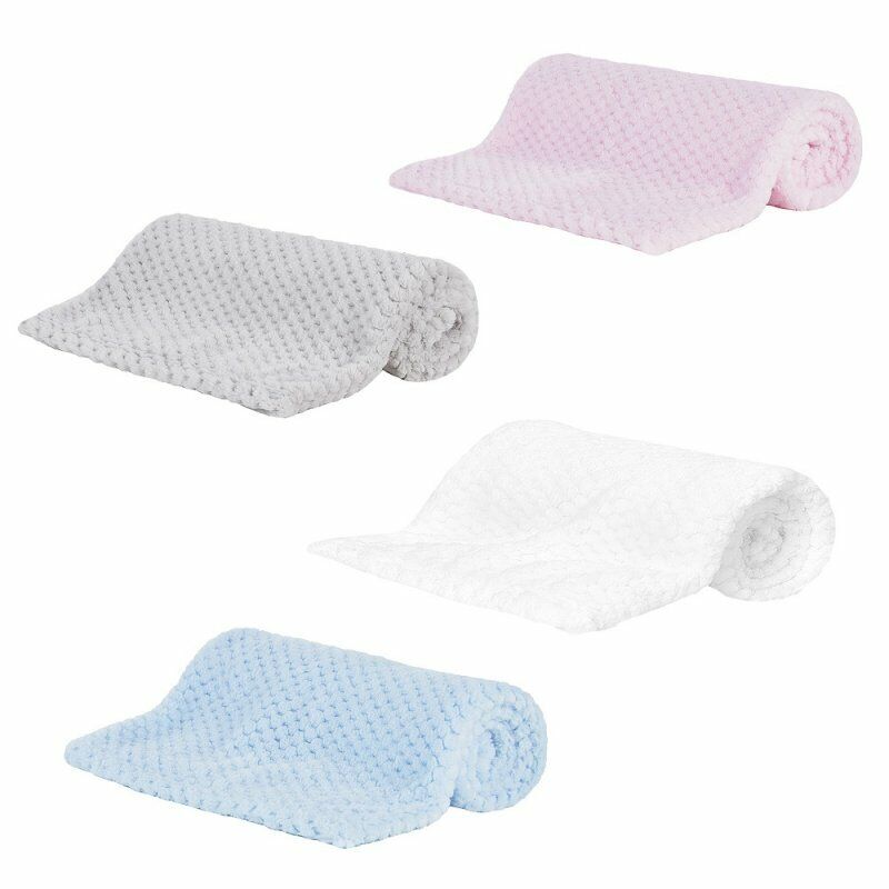 Baby Girl Boy Personalised Blanket Embroidered Towel Name Grey Pink Blue White