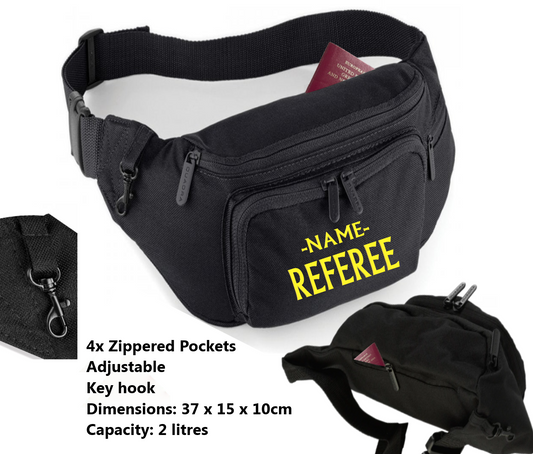 Personalised Referee Kit Care Bum Bag with Zip Sport Football Rugby Hockey Gift