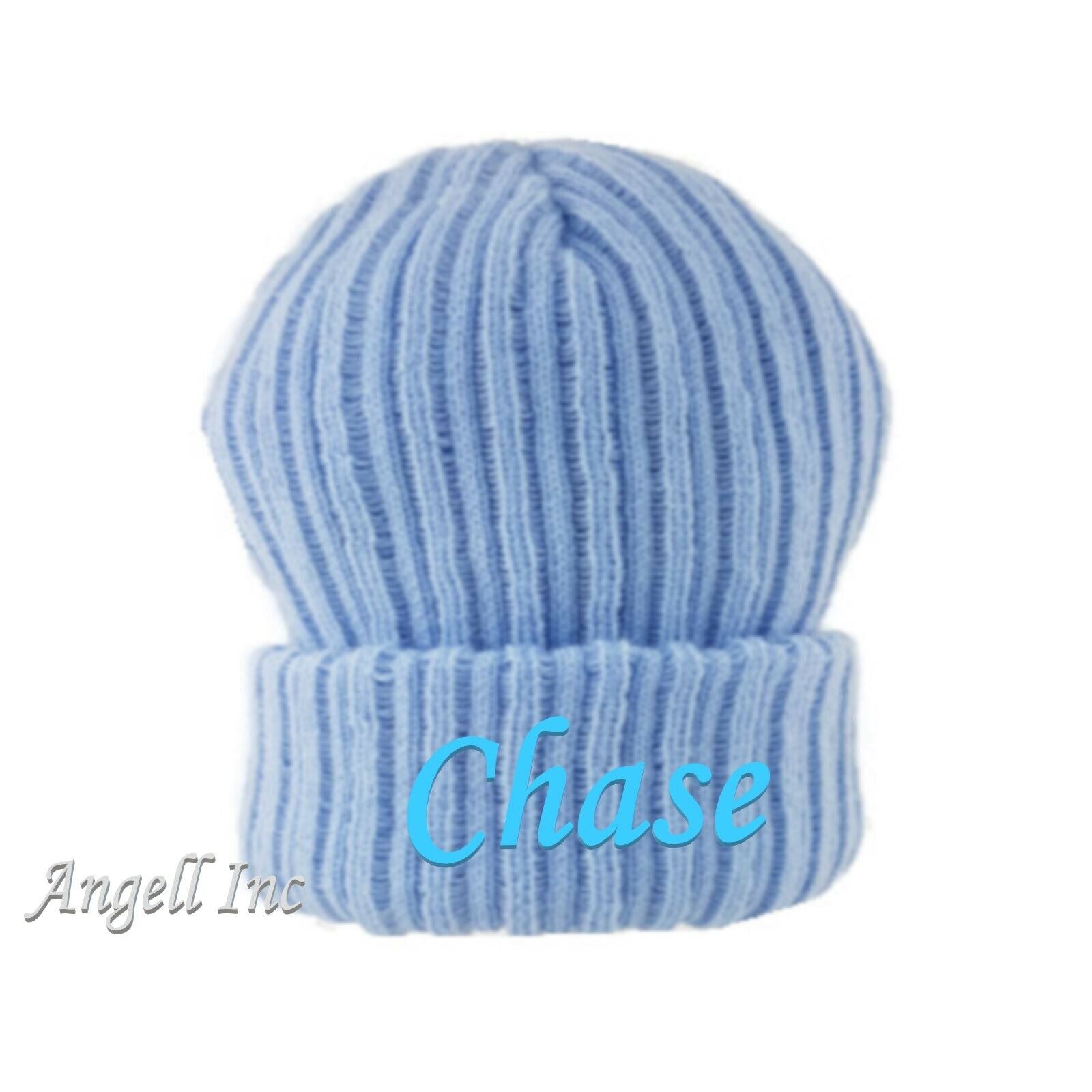 PERSONALISED BABY HAT POM POM  KNITTED WINTER WHITE PINK BLUE GIFT newborn 0-12m