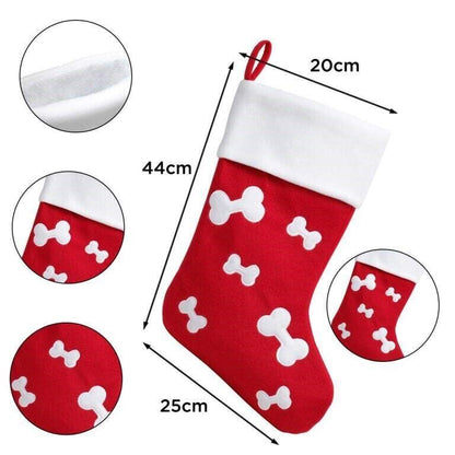 Personalised Pet Name Cat Paw Dog Bone Christmas stocking Embroidered XMAS Toy